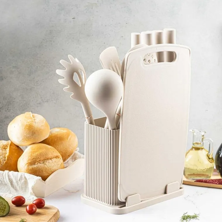 Klausberg, zestaw noży i przyborów kuchennych z deską w stojaku