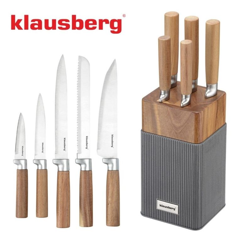 Klausberg, zestaw noży w bloku akacjowym, kb-7983