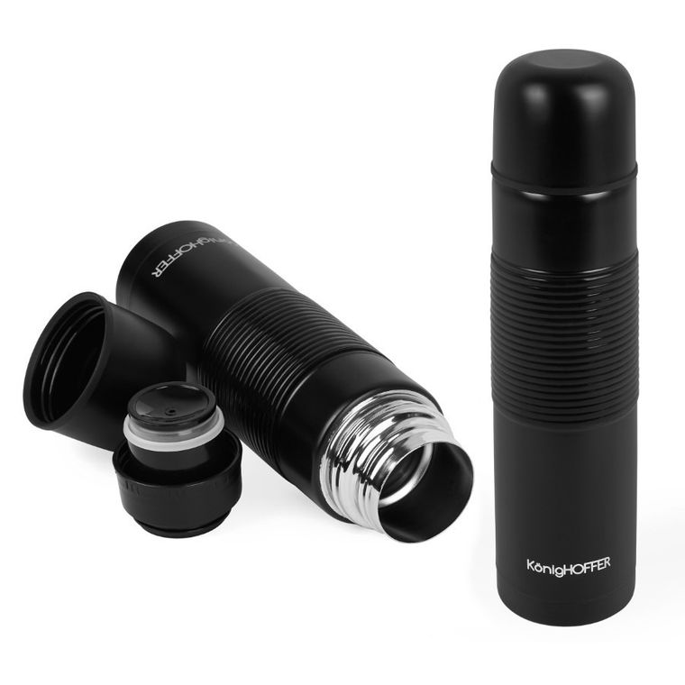 Könighoffer, Alpha, termos nierdzewny z silikonowym uchwytem, czarny, 1l