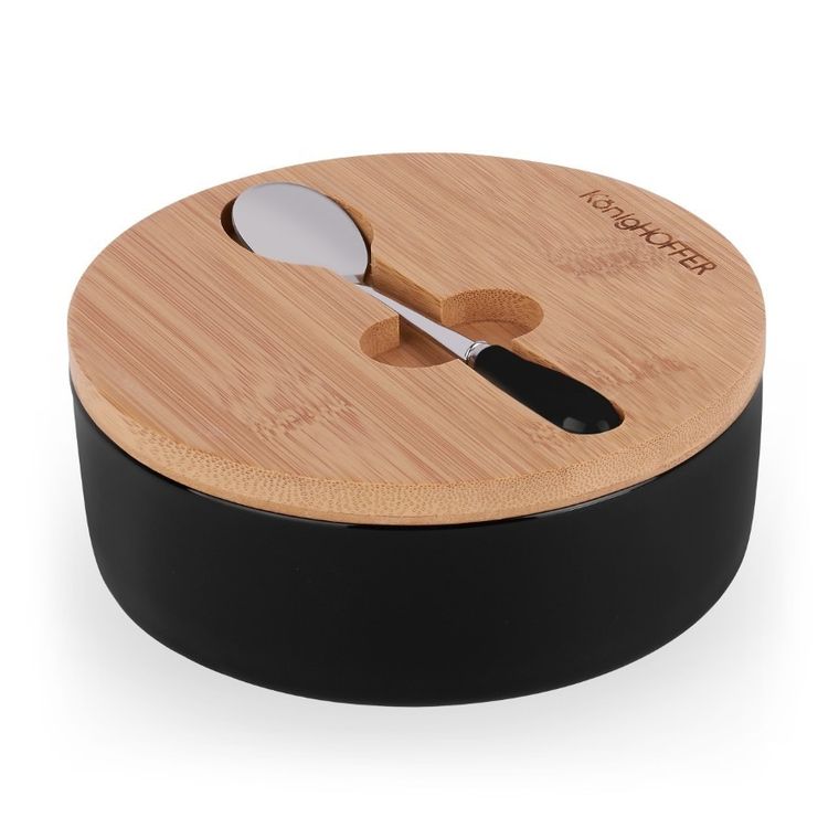 Könighoffer, cukiernica z bambusową pokrywą, czarna, 14,5-5 cm