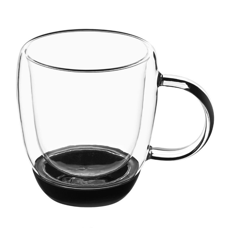 Könighoffer, Garet, komplet szklanek termicznych z podwójną ścianką, silikonowe dno, czarne, 350 ml, 2 szt.