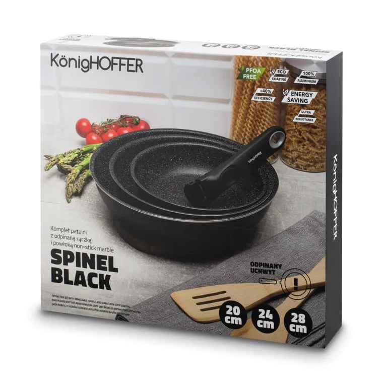 Könighoffer, Spinel Black, komplet patelni, bez indukcji,4 elementy