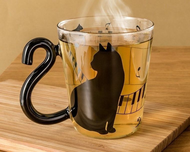 Kocia szklanka z ogonkiem, czarny