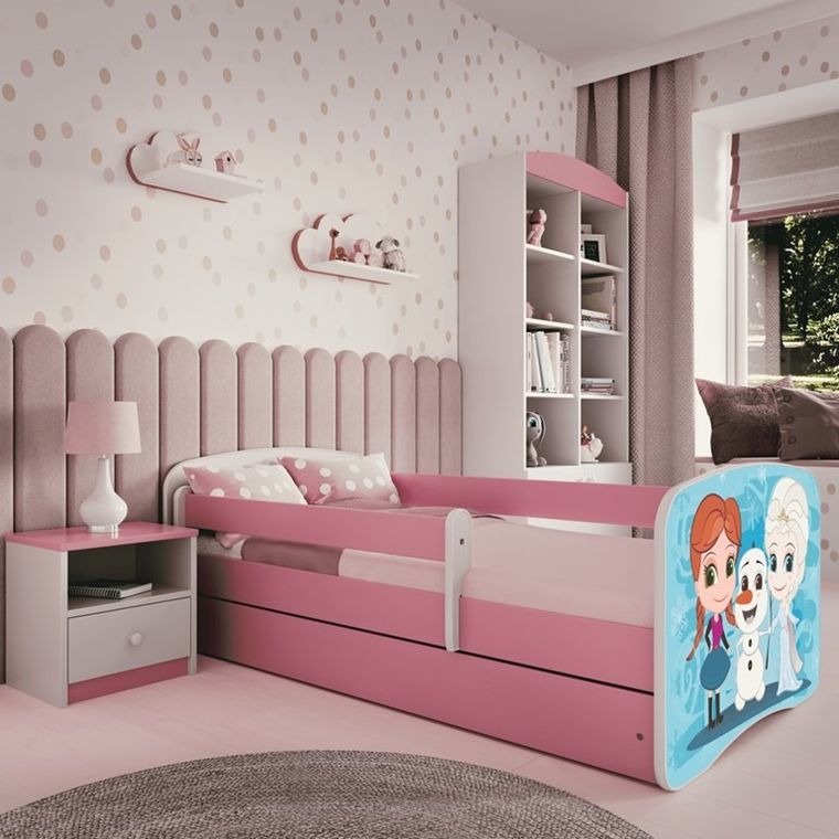 Kocot Kids, Babydreams, łóżko z materacem, różowe, zimowe księżniczki, 80-180 cm