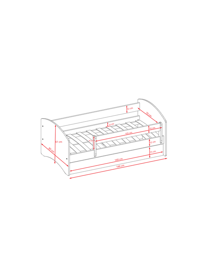 Kocot Kids, Babydreams, łóżko z szufladą i materacem, niebieskie, 70-140 cm