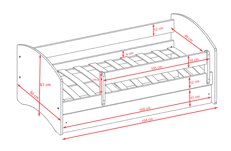 Kocot Kids, Babydreams, łóżko z szufladą, niebieskie, ciężarówka, 80-160 cm
