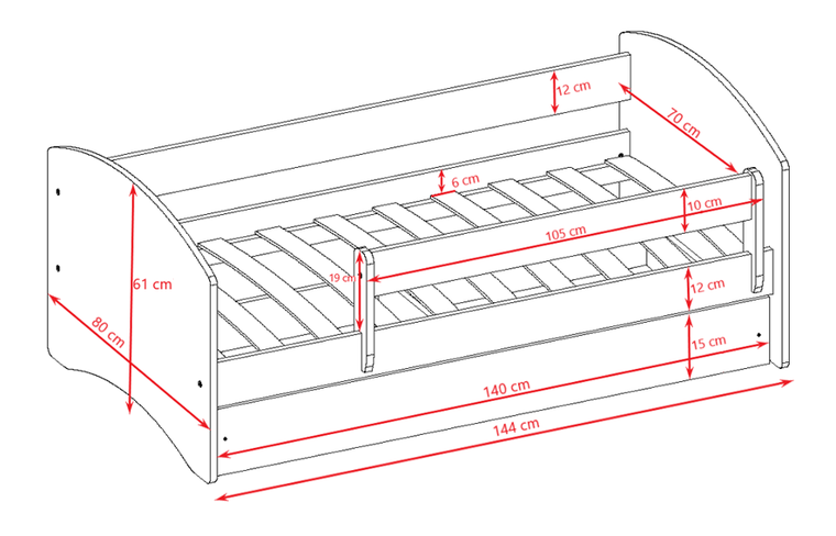 Kocot Kids, Babydreams, łóżko z szufladą, zielone, straż pożarna, 70-140 cm