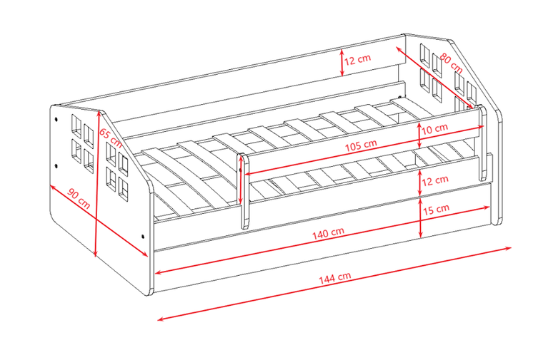 Kocot Kids, Kacper, łóżko z szufladą, białe, 80-140 cm