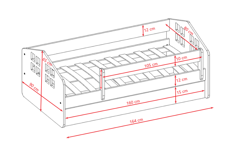 Kocot Kids, Kacper, łóżko z szufladą, białe, 80-160 cm