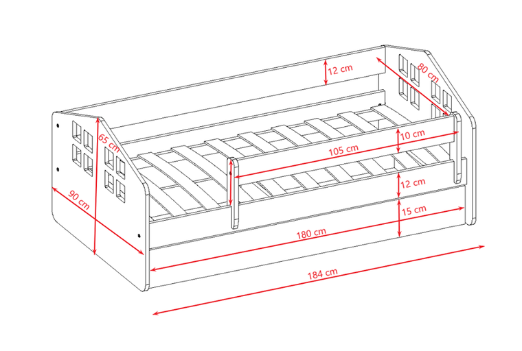 Kocot Kids, Kacper, łóżko z szufladą, białe, 80-180 cm