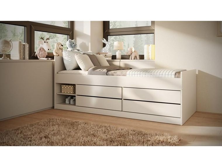 Kocot Kids, Leon, łóżko z materacem, białe, 90-200 cm