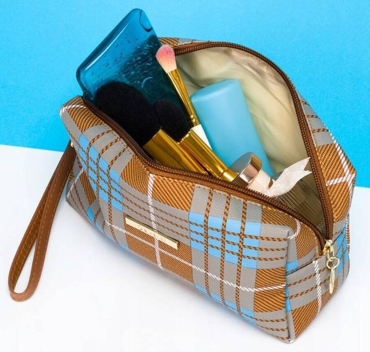 Kosmetyczka podróżna, beżowo-niebieska, Rovicky