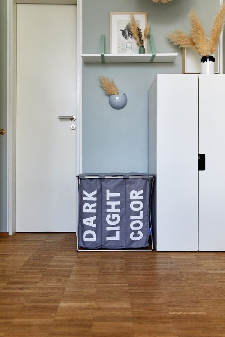 Kosz trójkomorowy na brudną bieliznę, składany, Trio Top, 57-57-38 cm