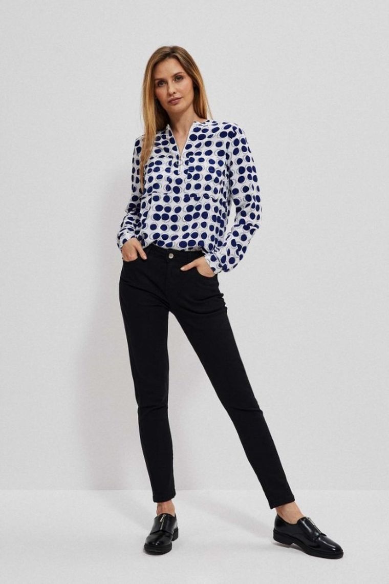 Koszula damska z długim rękawem, biała, Moodo