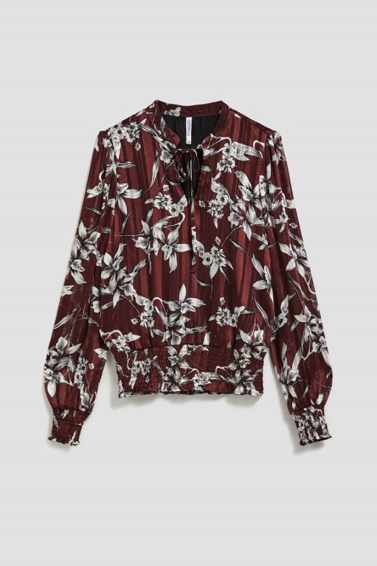 Koszula damska z długim rękawem, brązowa, Moodo