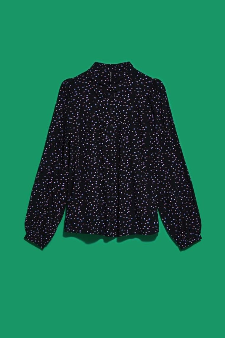 Koszula damska z długim rękawem, czarna, Moodo