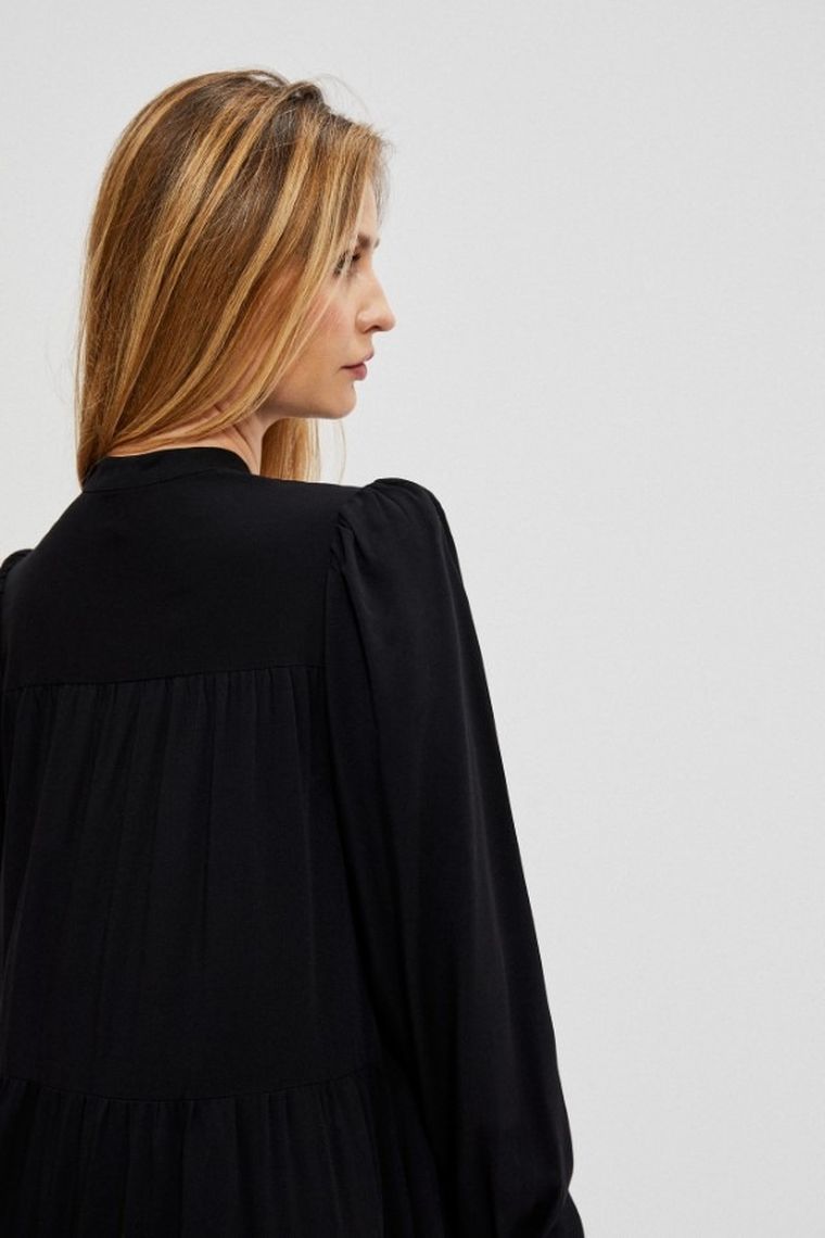 Koszula damska z długim rękawem, czarna, Moodo