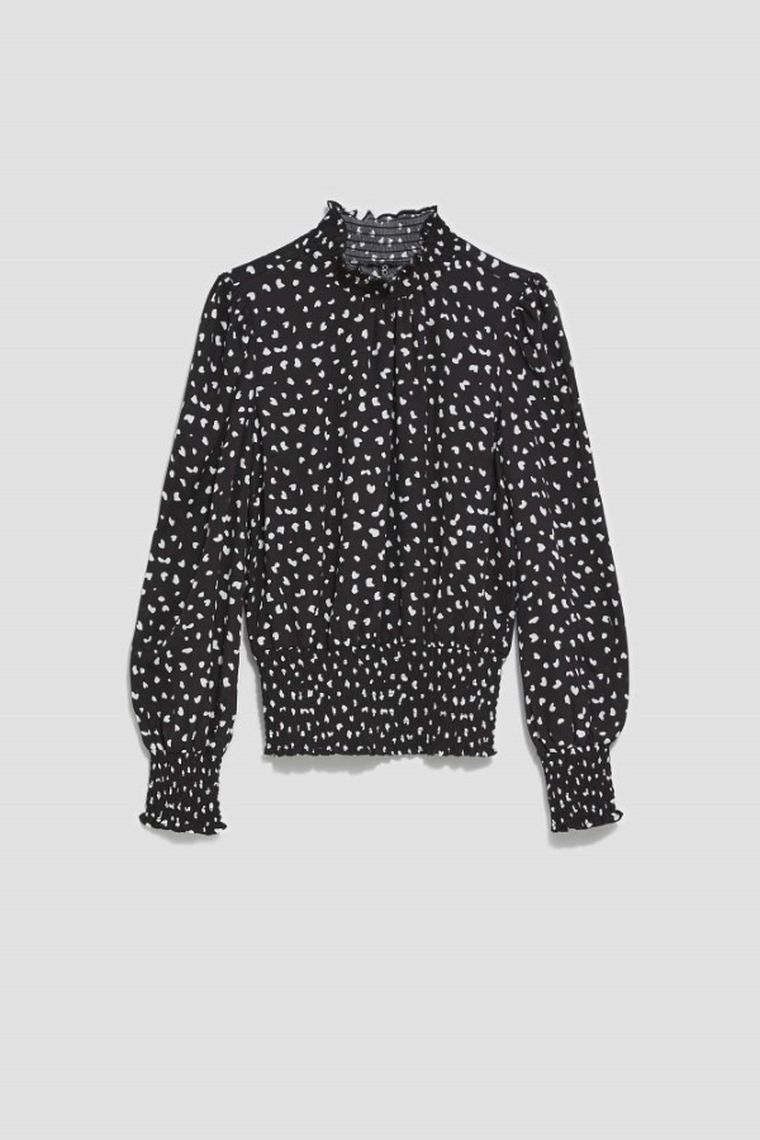 Koszula damska z długim rękawem, czarna, Moodo