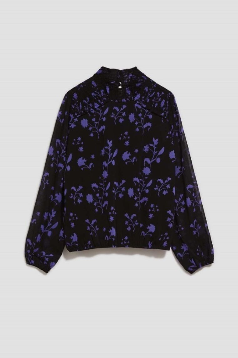 Koszula damska z długim rękawem, czarna, Moodo