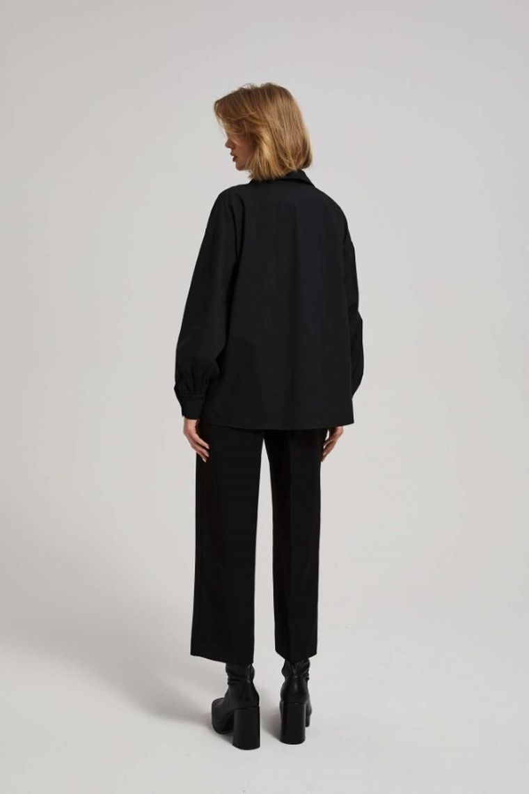 Koszula damska z długim rękawem, czarna, Moodo