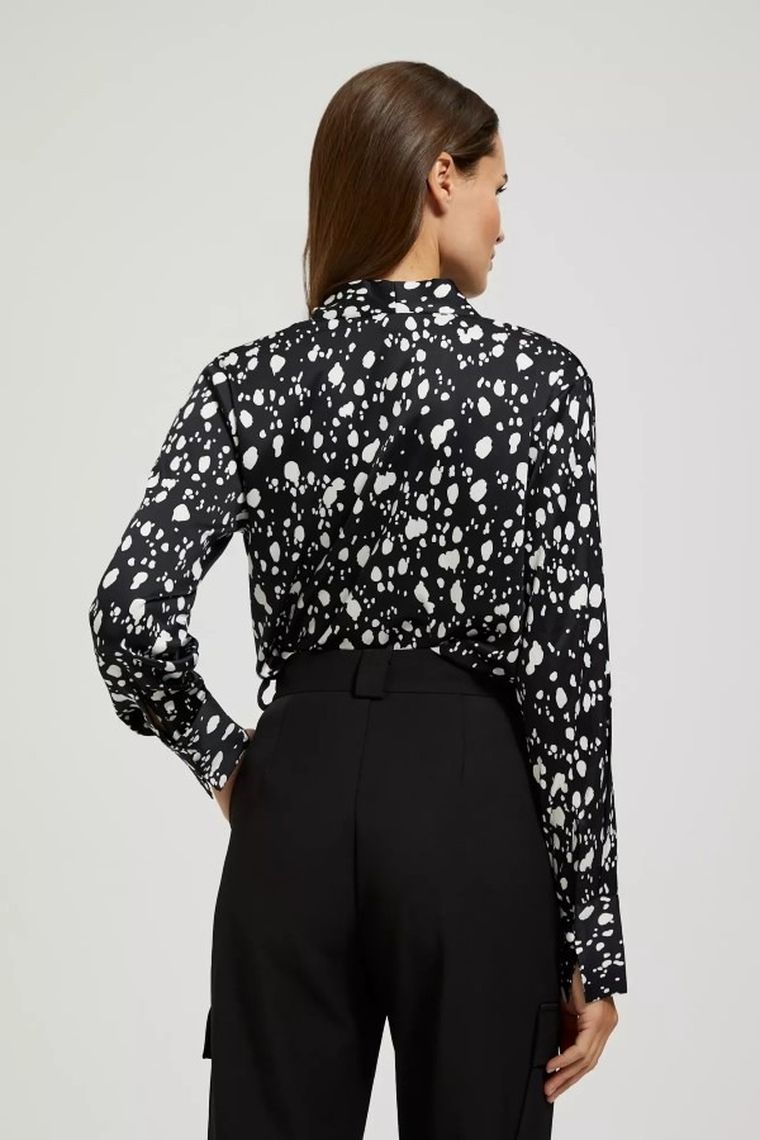 Koszula damska z długim rękawem, czarna, Moodo