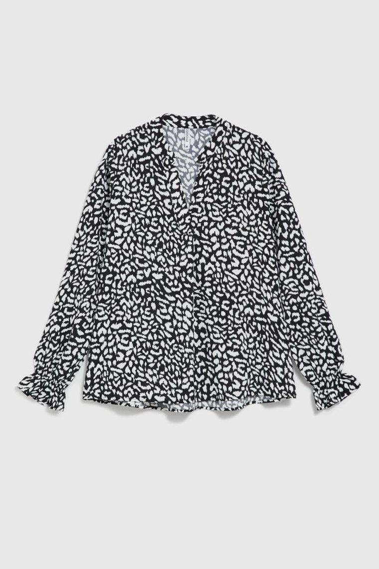 Koszula damska z długim rękawem, czarna, Moodo