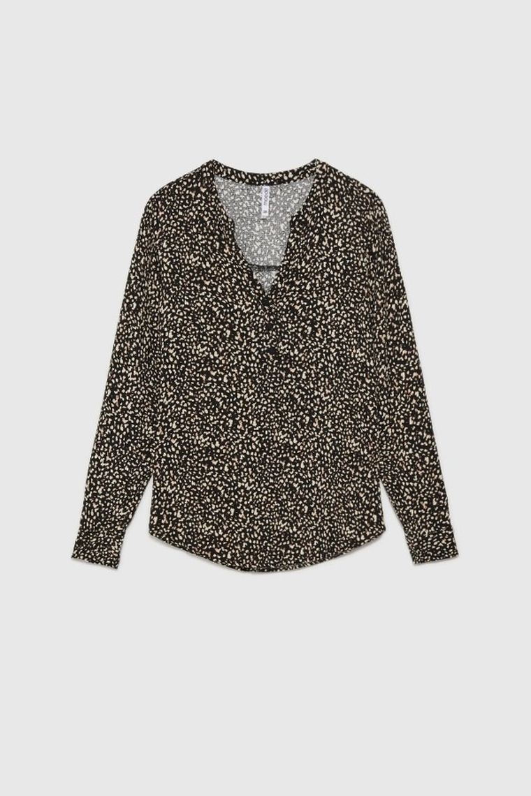 Koszula damska z długim rękawem, czarna, Moodo