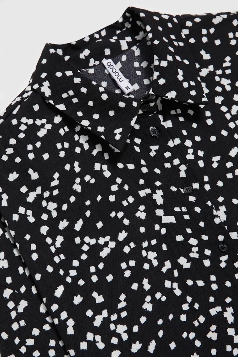 Koszula damska z długim rękawem, czarna, Moodo