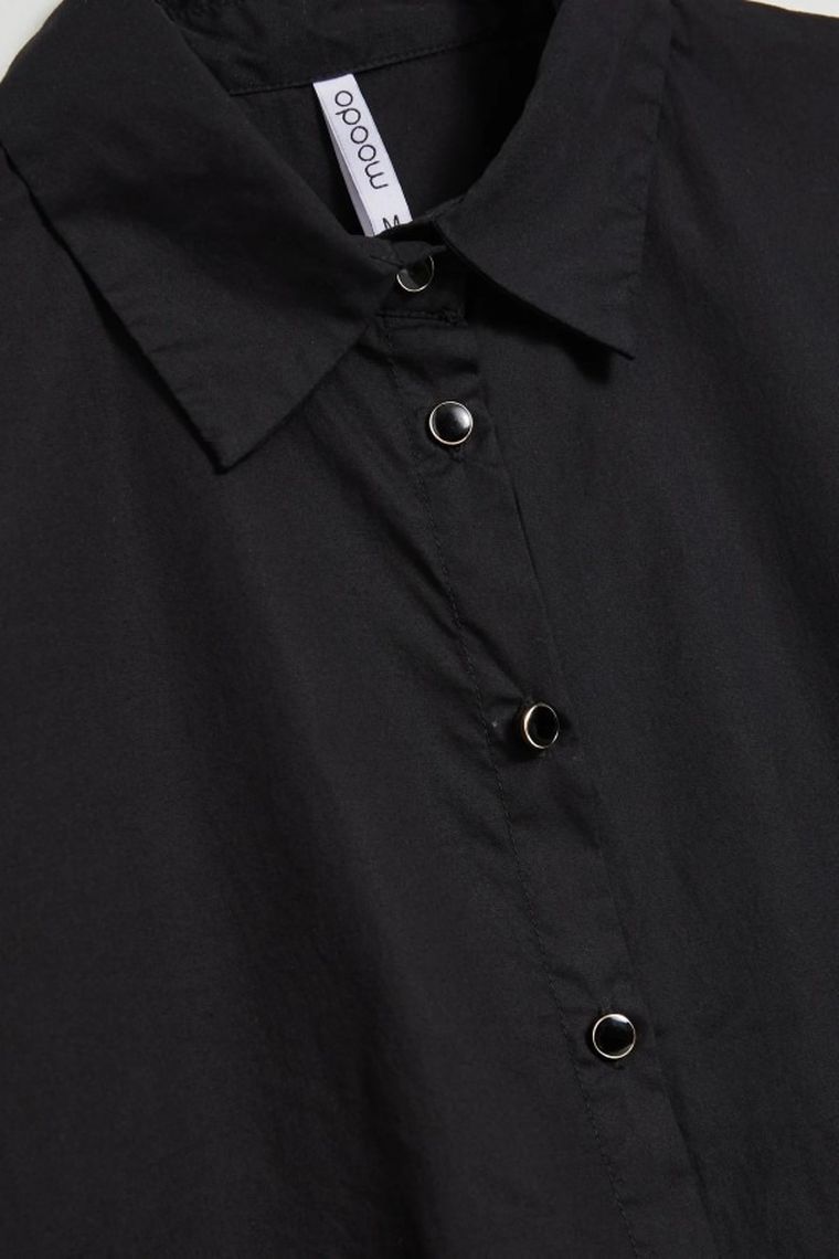 Koszula damska z długim rękawem, czarna, Moodo