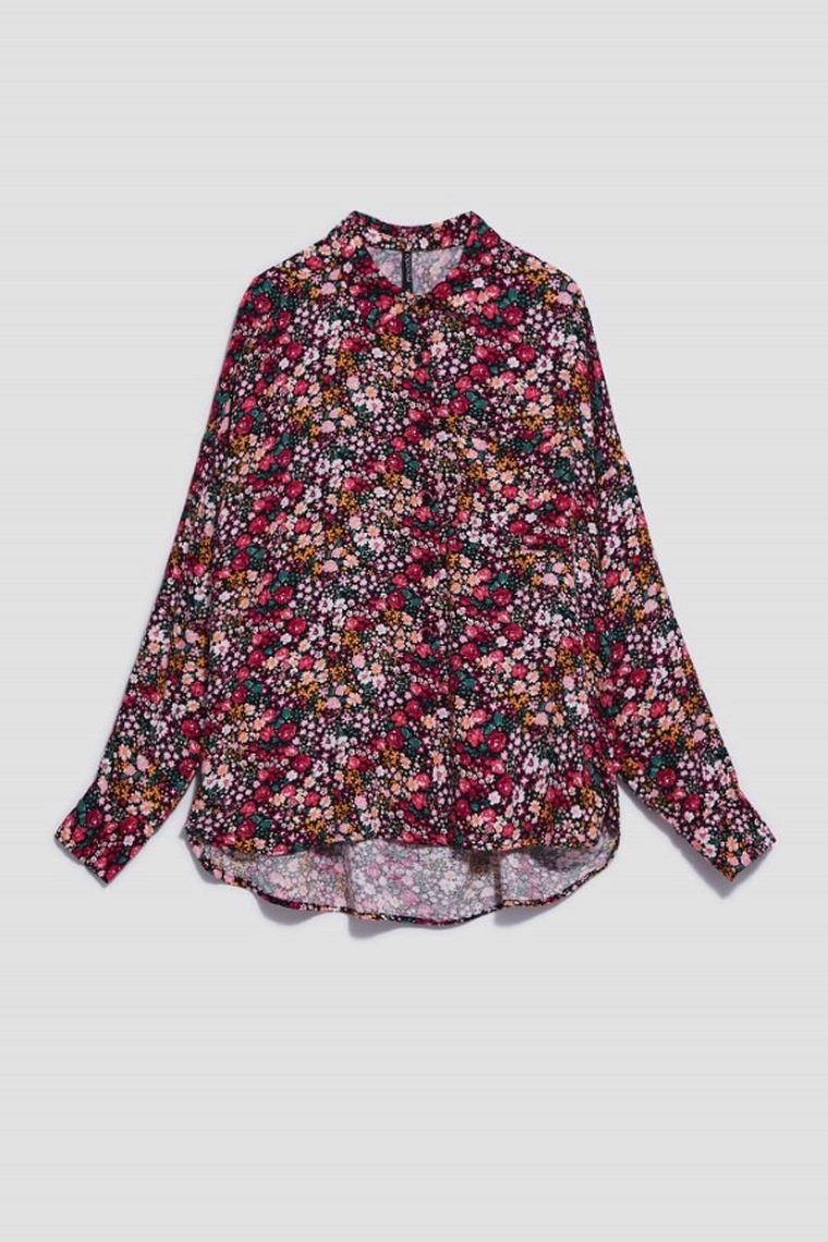 Koszula damska z długim rękawem, czerwona, Moodo