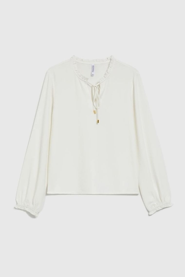 Koszula damska z długim rękawem, ecru, Moodo