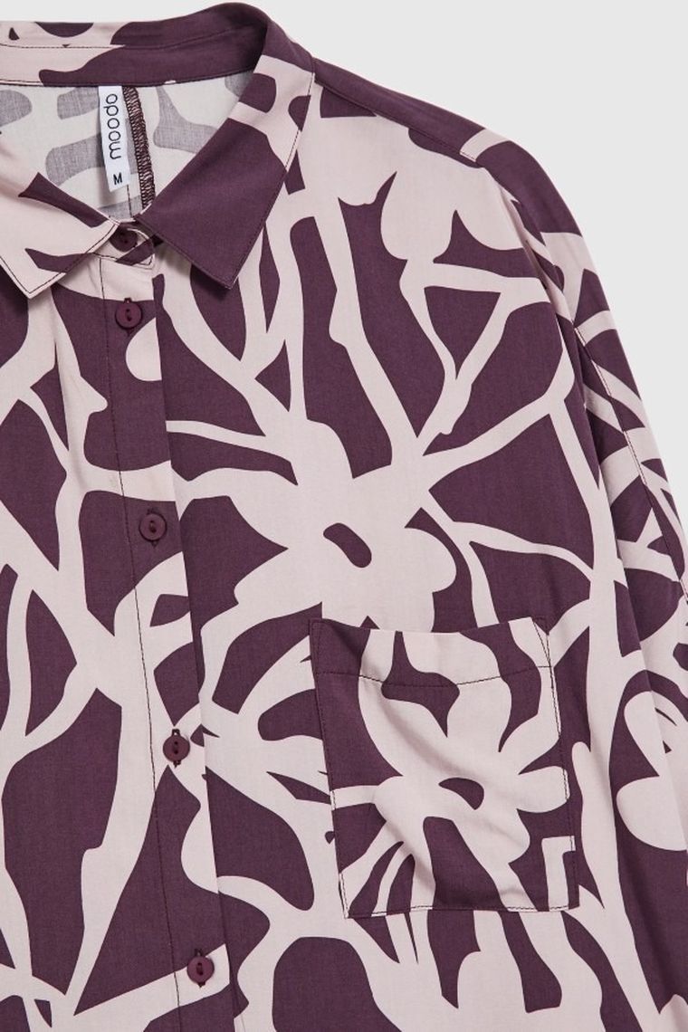 Koszula damska z długim rękawem, fioletowa, Moodo