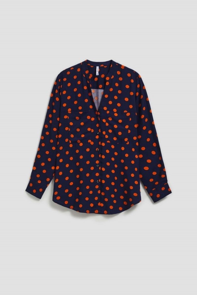 Koszula damska z długim rękawem, granatowa, Moodo