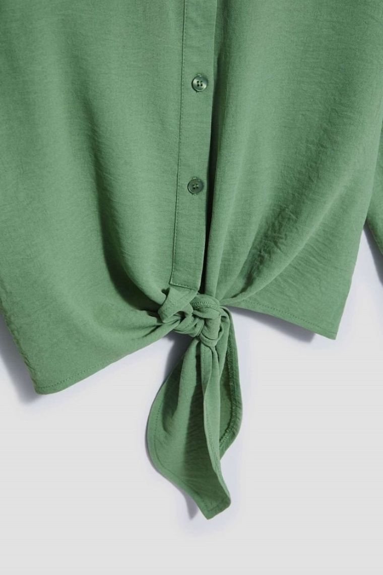 Koszula damska z długim rękawem, khaki, Moodo