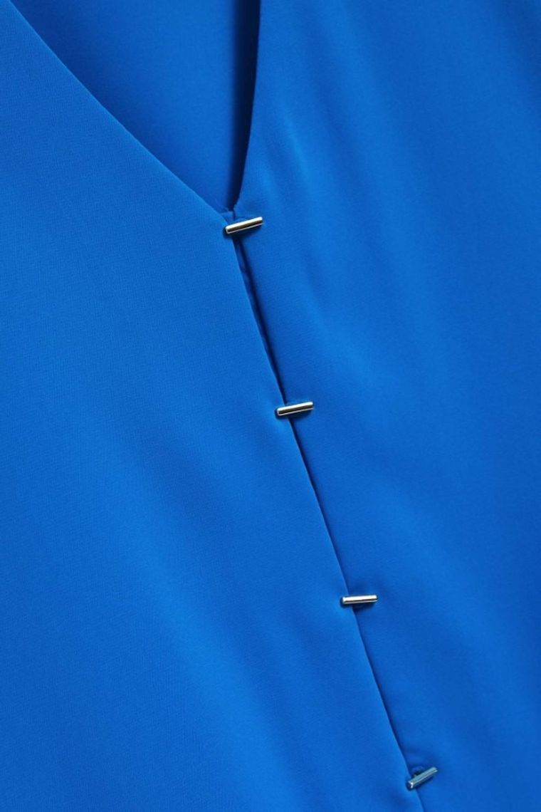 Koszula damska z długim rękawem, niebieska, Moodo