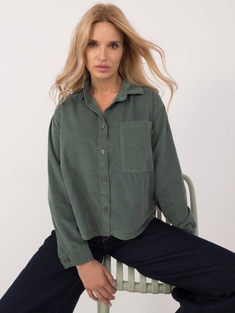 Koszula damska z długim rękawem, oversize, zielona, Sublevel