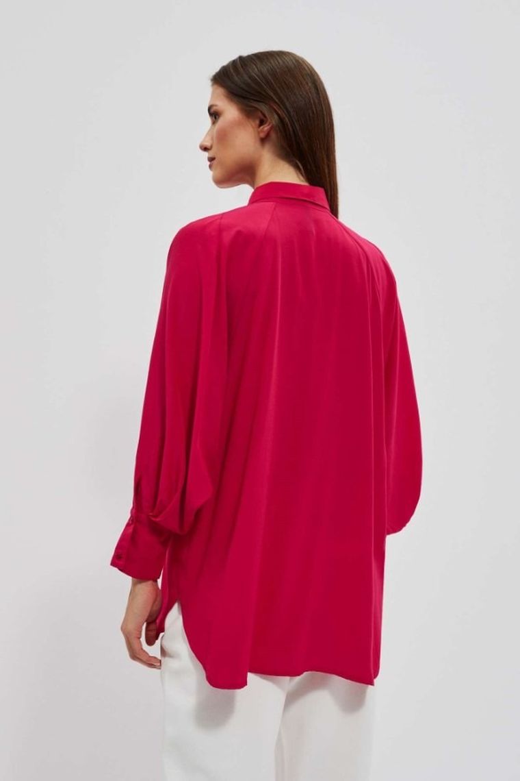 Koszula damska z długim rękawem, różowa, Moodo