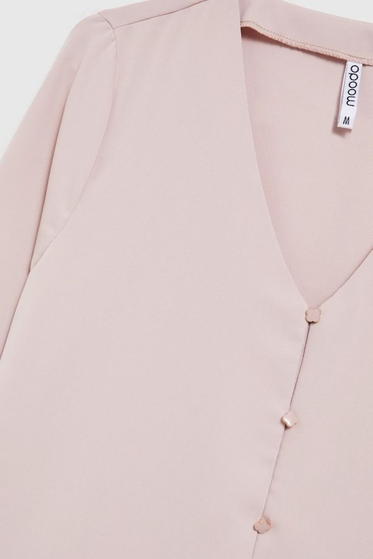 Koszula damska z długim rękawem, różowa, Moodo
