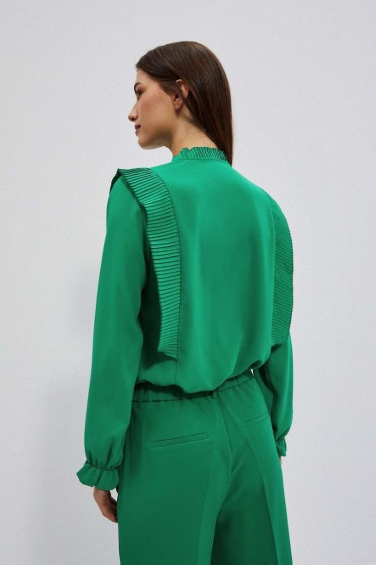 Koszula damska z długim rękawem, zielona, Moodo