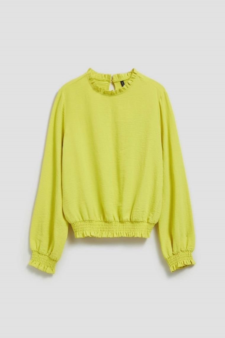 Koszula damska z długim rękawem, zielona, Moodo