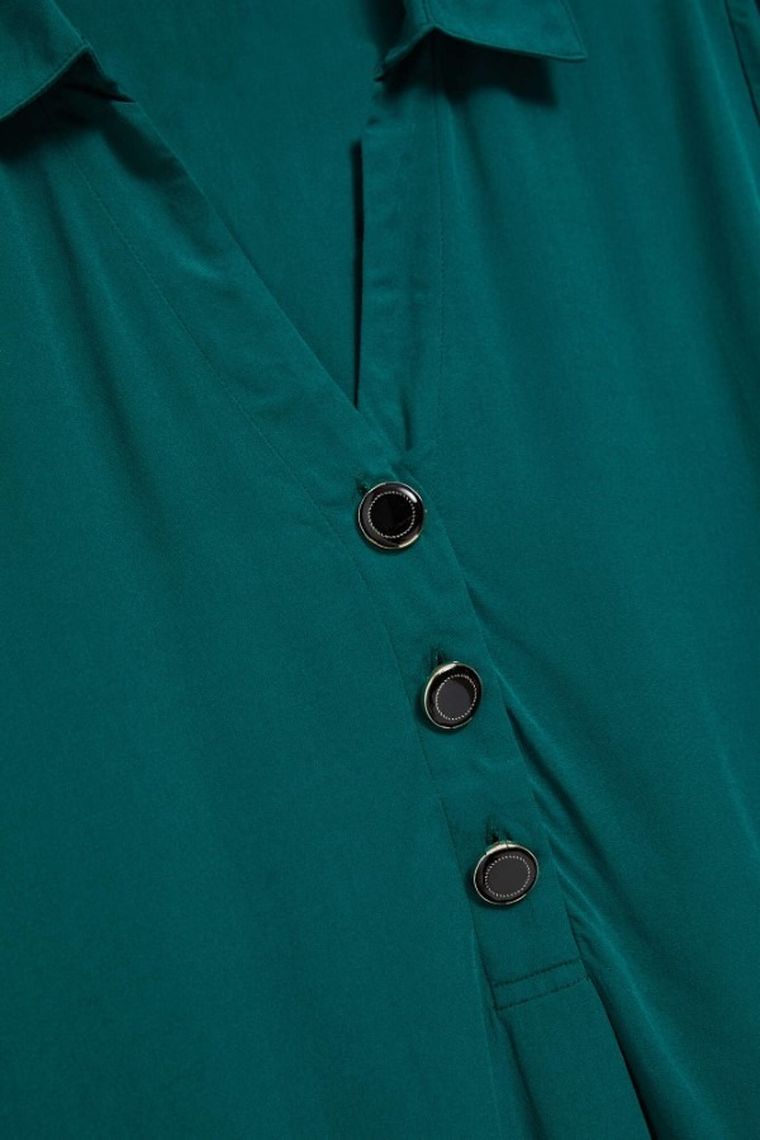 Koszula damska z długim rękawem, zielona, Moodo