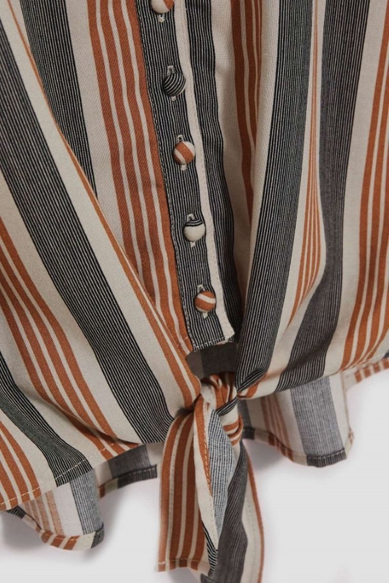 Koszula damska z krótkim rękawem, beżowa, Moodo