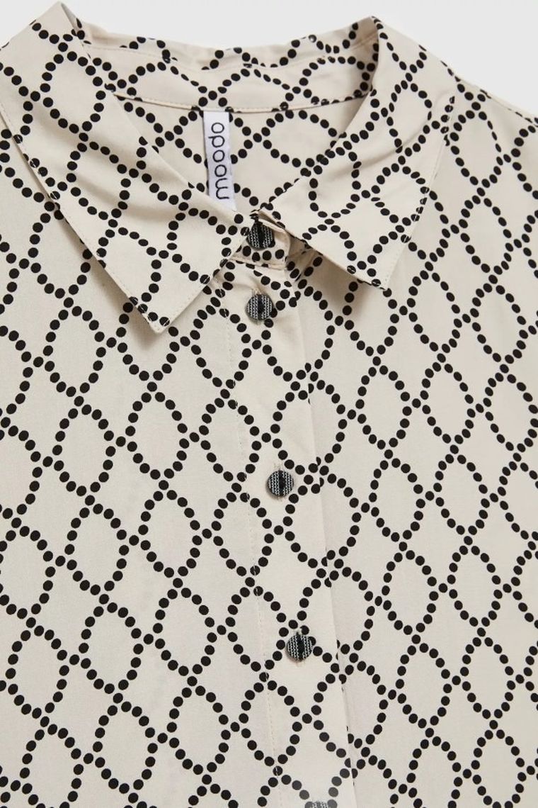 Koszula damska z krótkim rękawem, beżowa, Moodo