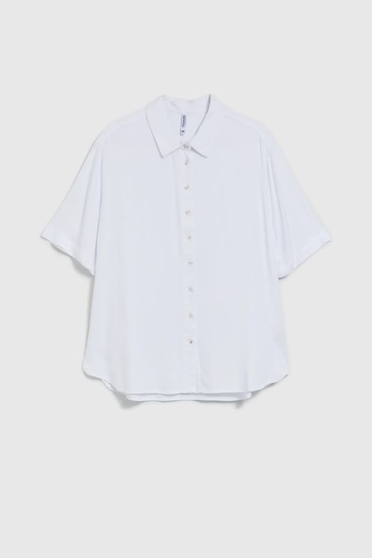 Koszula damska z krótkim rękawem, biała, Moodo