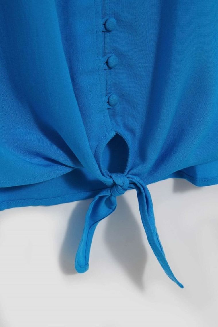 Koszula damska z krótkim rękawem, niebieska, Moodo