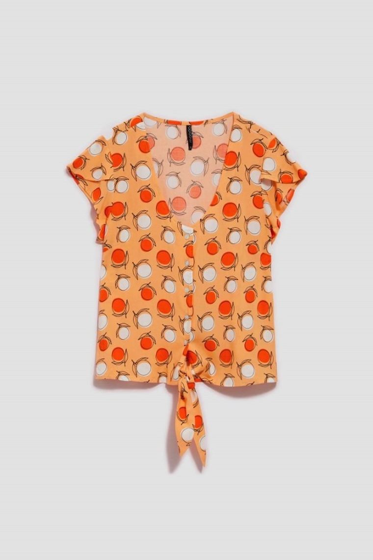 Koszula damska z krótkim rękawem, pomarańczowa, Moodo