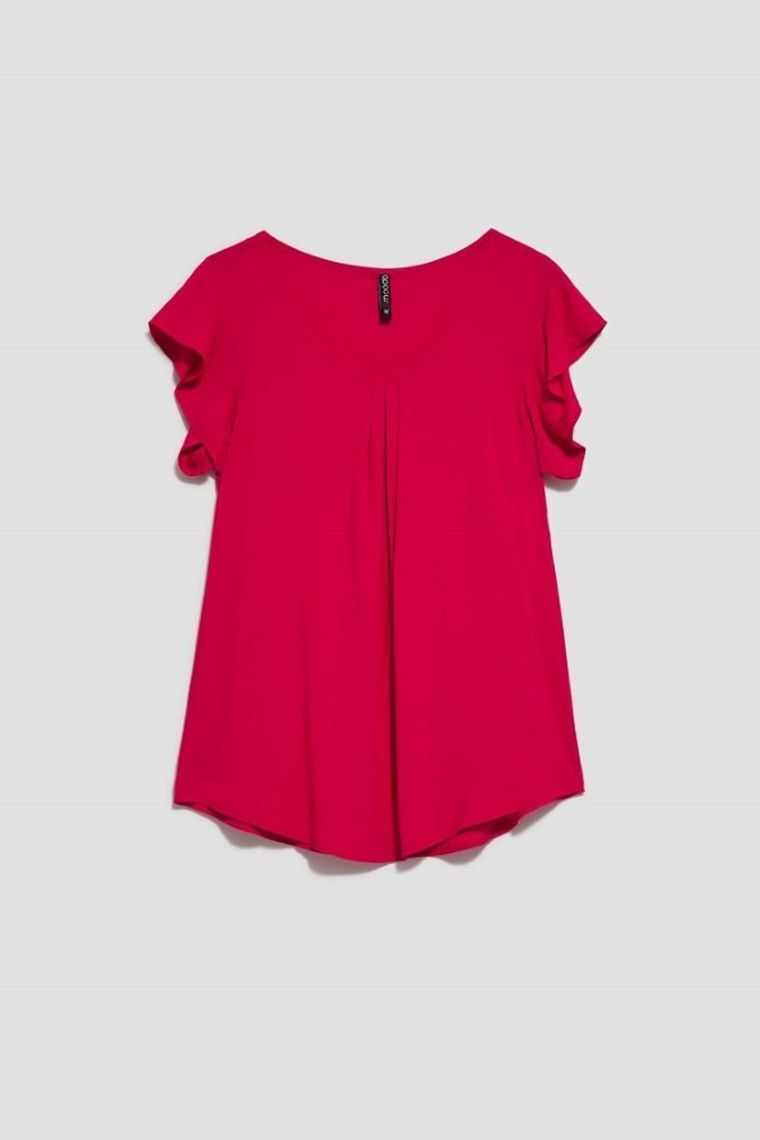 Koszula damska z krótkim rękawem, różowa, Moodo