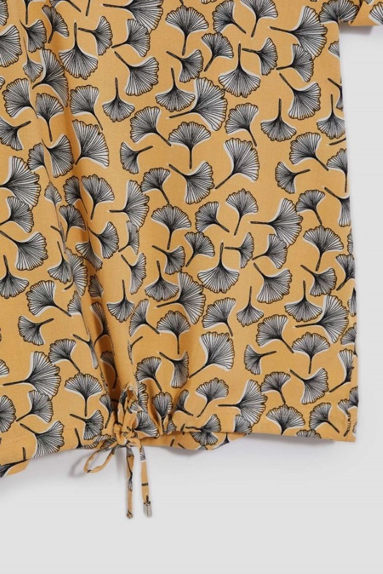 Koszula damska z krótkim rękawem, żółta, Moodo