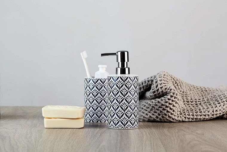 Kubek ceramiczny na szczoteczki z zębów, Lorca, z motywem greckim