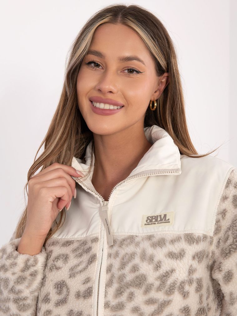 Kurtka damska, polarowa, beżowa, Sublevel